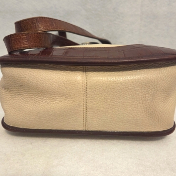 Vintage Y2K Brighton Crossbody Bag Croc-Embossed Trim Pebbled Leather Western - Picture 14 of 16